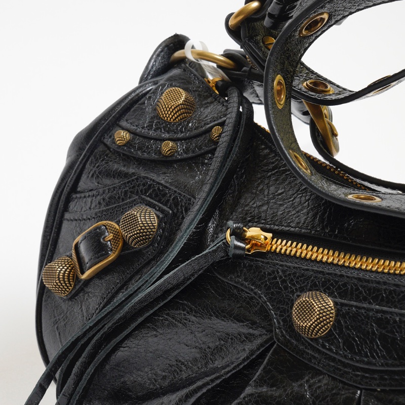 Balenciaga Le cagole半月機車包 - S黑金-11