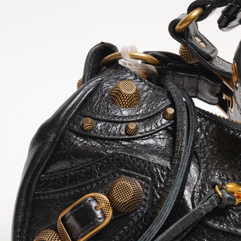 Balenciaga Le cagole半月機車包 - S黑金-12