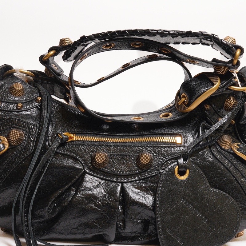 Balenciaga Le cagole半月機車包 - S黑金-15