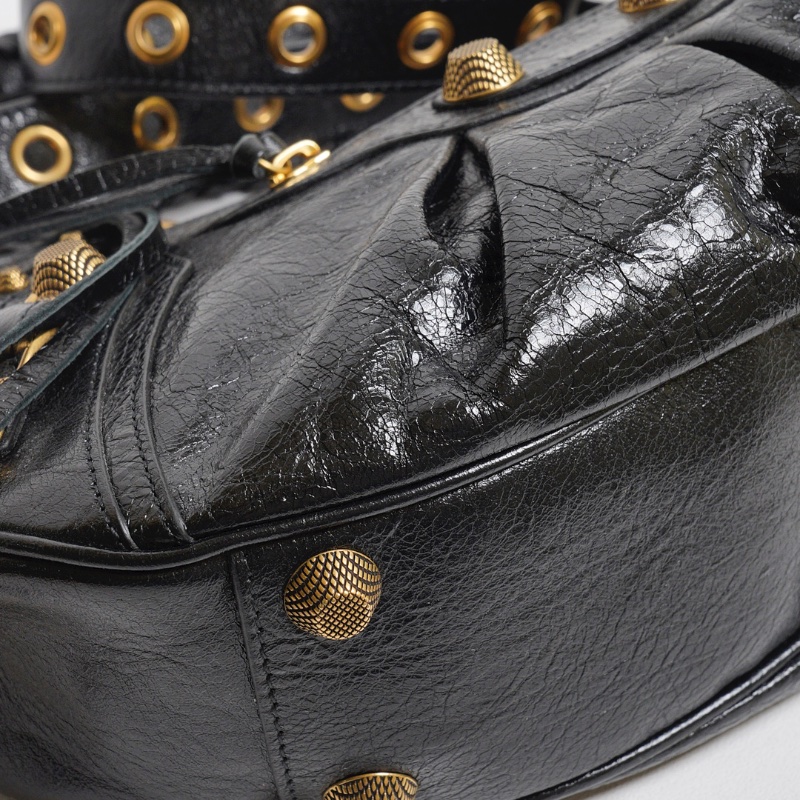 Balenciaga Le cagole半月機車包 - S黑金-17