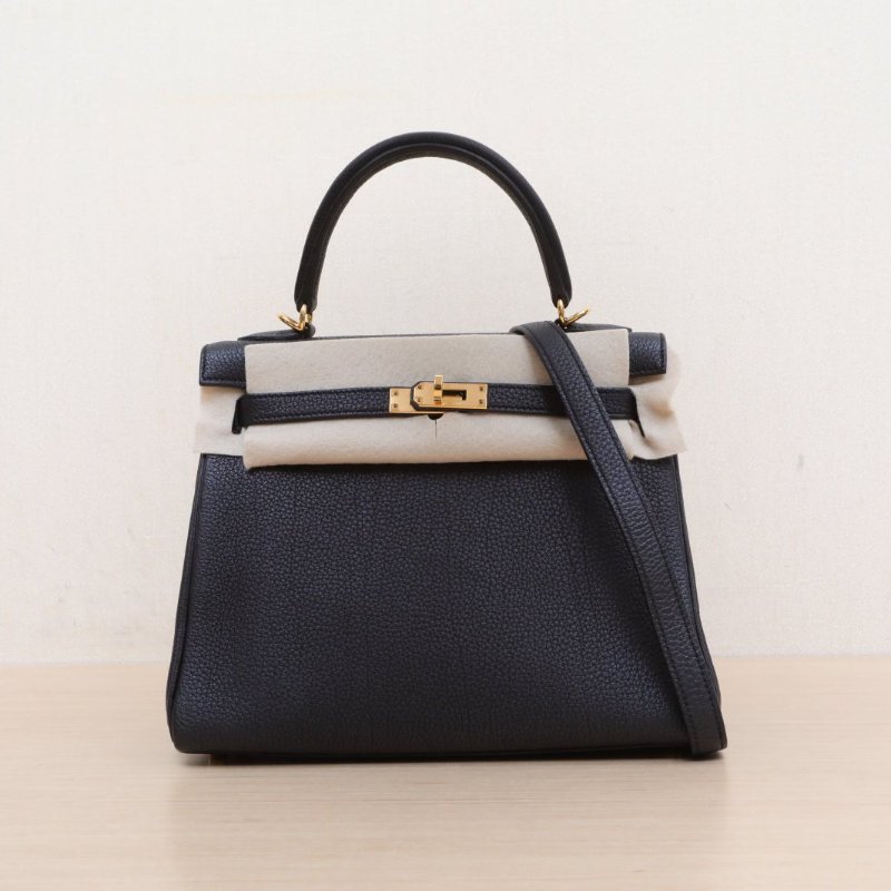 HERMES Kelly2589黑色Togo皮B刻金扣肩背包-1