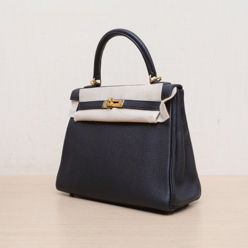 HERMES Kelly2589黑色Togo皮B刻金扣肩背包-4