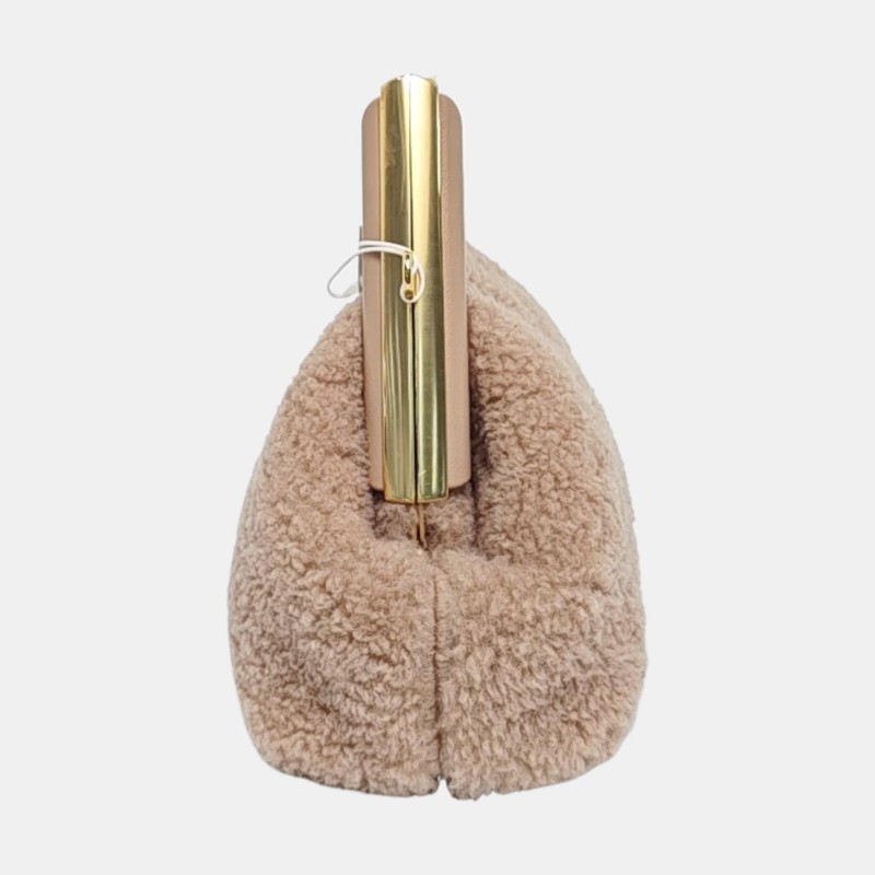 FENDI First 小號 淺粉色毛呢斜挎包 金色五金 可拆卸肩帶 9.9新-2