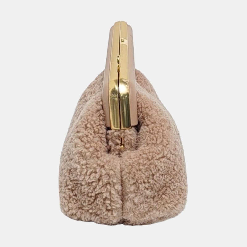 FENDI First 小號 淺粉色毛呢斜挎包 金色五金 可拆卸肩帶 9.9新-3