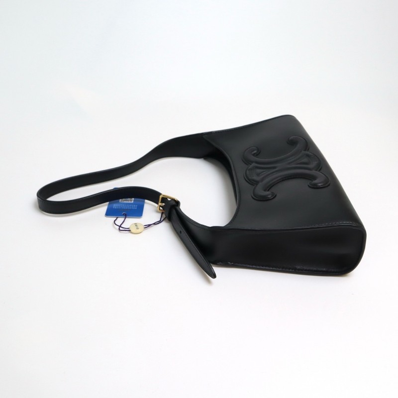 CELINE 浮雕凱旋門CUIR腋下包 牛皮 黑色肩背包-5