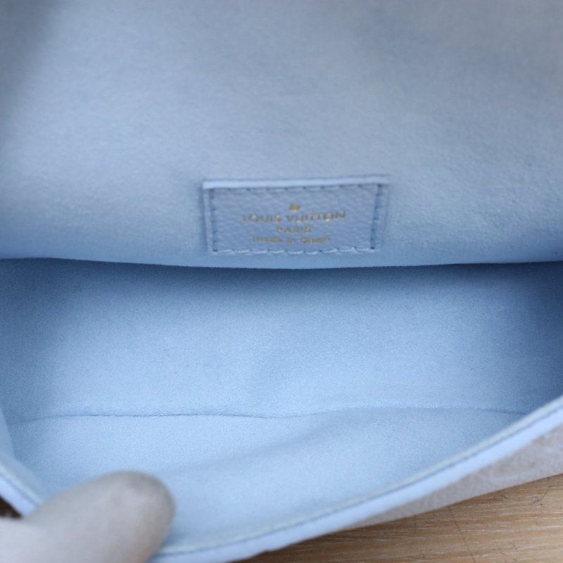 LOUIS VUITTON Diane法棍包19藍色牛皮晶片肩背包-4