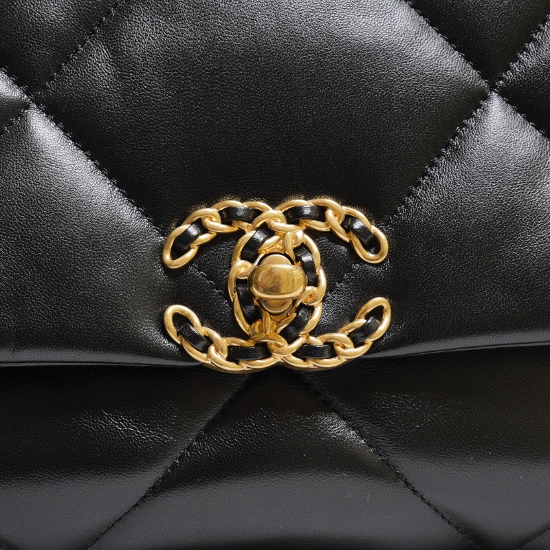 CHANEL 19 Bag 菱格紋羊皮手提肩背包 26 - 黑金-8