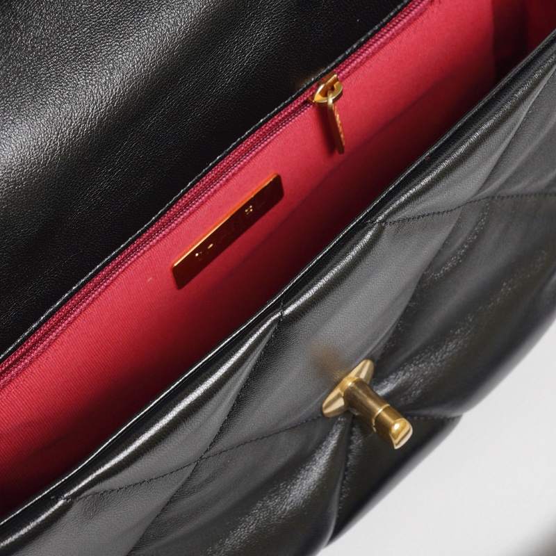 CHANEL 19 Bag 菱格紋羊皮手提肩背包 26 - 黑金-17