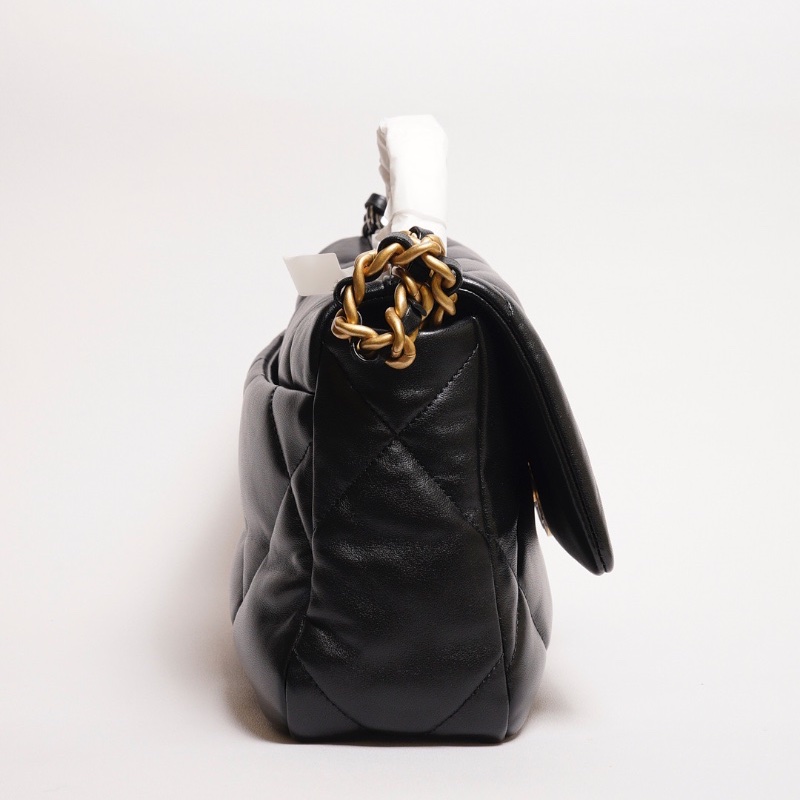 CHANEL 19 Bag 菱格紋羊皮手提肩背包 26 - 黑金-3