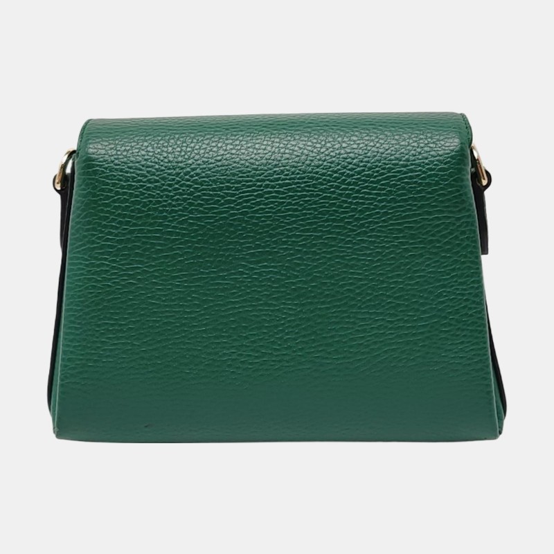 GUCCI Interlocking G 綠色牛皮單肩包手提包斜挎包 金色五金 可拆卸肩帶-4