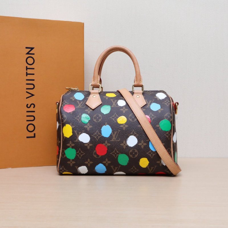 LOUIS VUITTON 老花PVC晶片草間彌生聯名款Sp25可拆卸肩帶彩色波點肩背包-0