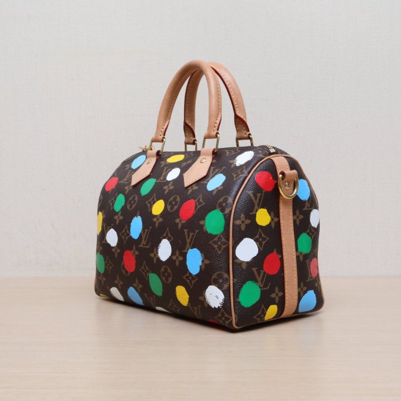 LOUIS VUITTON 老花PVC晶片草間彌生聯名款Sp25可拆卸肩帶彩色波點肩背包-4