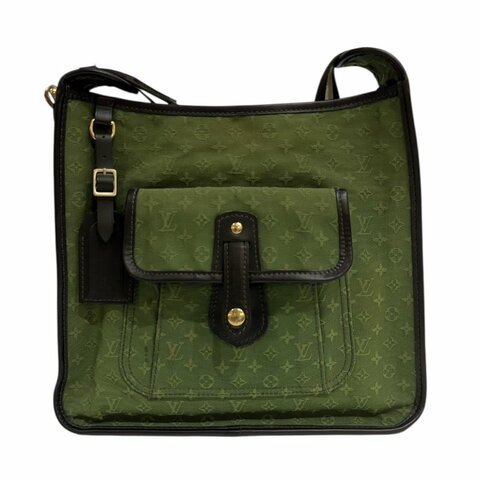 【美收精品】LV 綠色老花帆布肩背包 4-349