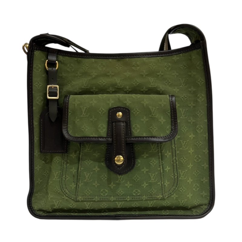 【美收精品】LV 綠色老花帆布肩背包 4-349-0