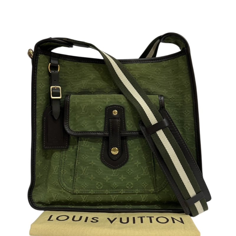 【美收精品】LV 綠色老花帆布肩背包 4-349-15