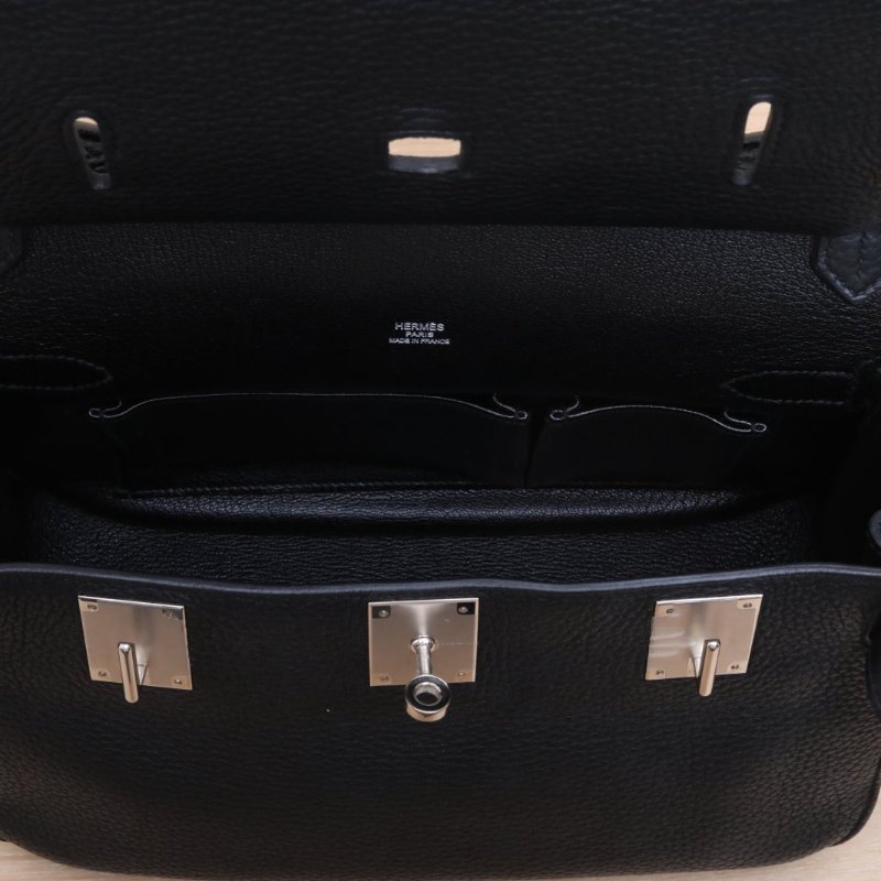 HERMES 吉普賽Jypsiere2889黑色TC皮銀扣肩背包-2