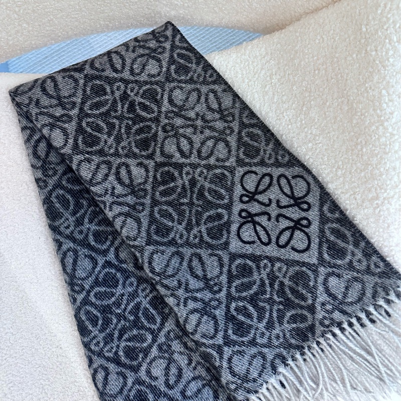 【全🆕】LOEWE Anagram scarf 羊絨羊毛圍巾 深灰色-0