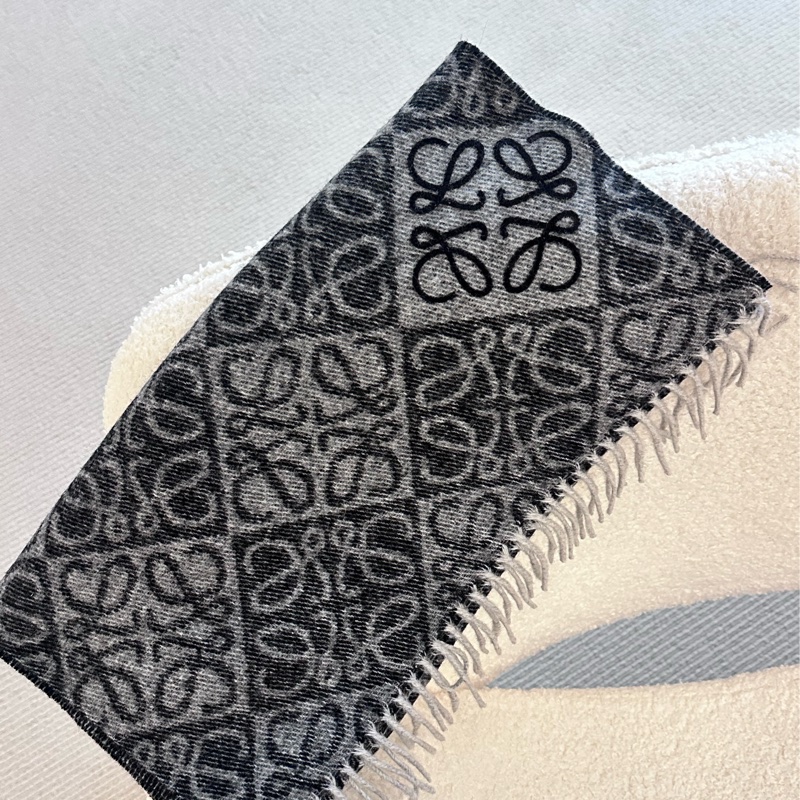 【全🆕】LOEWE Anagram scarf 羊絨羊毛圍巾 深灰色-4