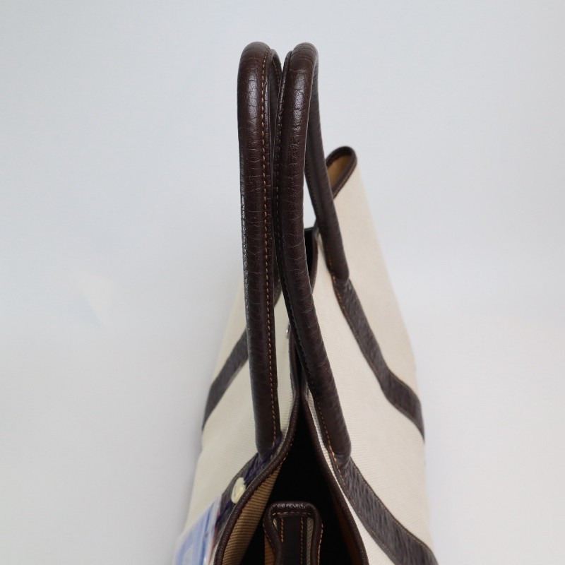 Hermes Garden Party 36 棕色帆布拼皮手提包-9