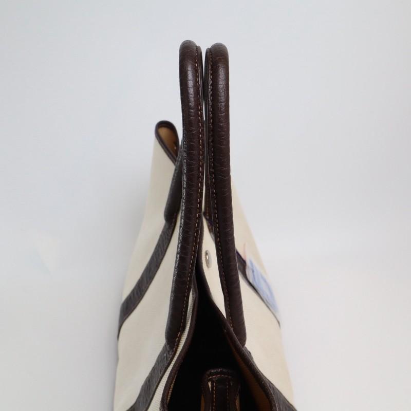 Hermes Garden Party 36 棕色帆布拼皮手提包-10