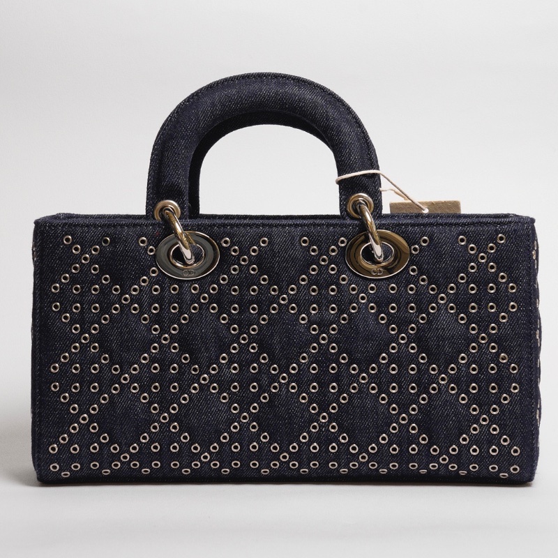 DIOR D-joy單寧單肩包 - 小號深藍牛仔-1