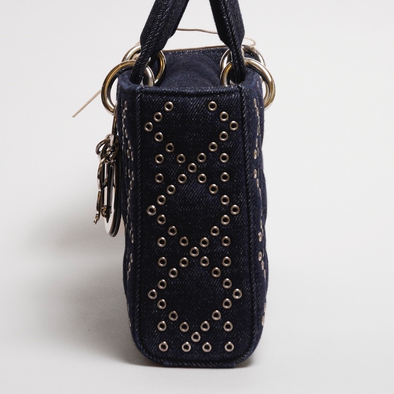 DIOR D-joy單寧單肩包 - 小號深藍牛仔-2