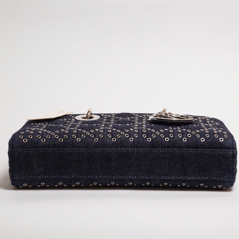 DIOR D-joy單寧單肩包 - 小號深藍牛仔-4