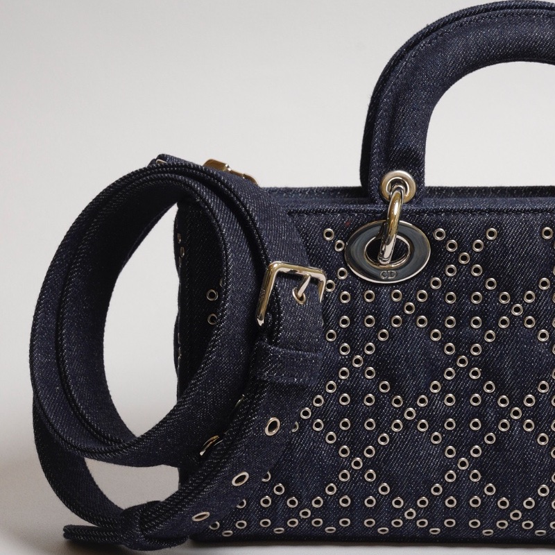 DIOR D-joy單寧單肩包 - 小號深藍牛仔-5