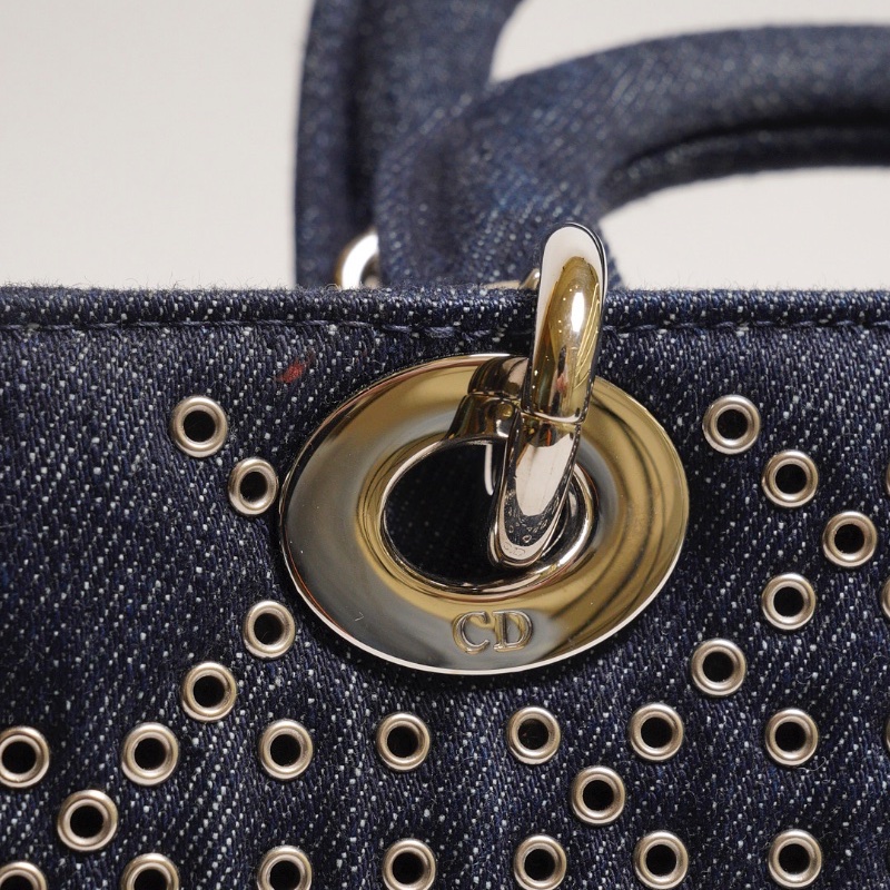 DIOR D-joy單寧單肩包 - 小號深藍牛仔-8