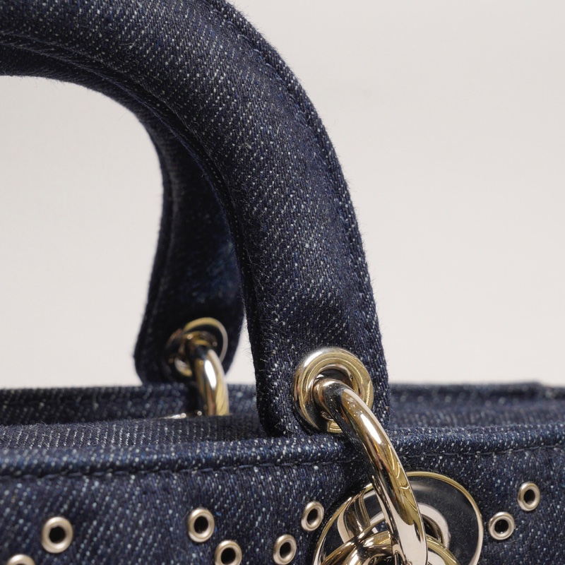 DIOR D-joy單寧單肩包 - 小號深藍牛仔-14