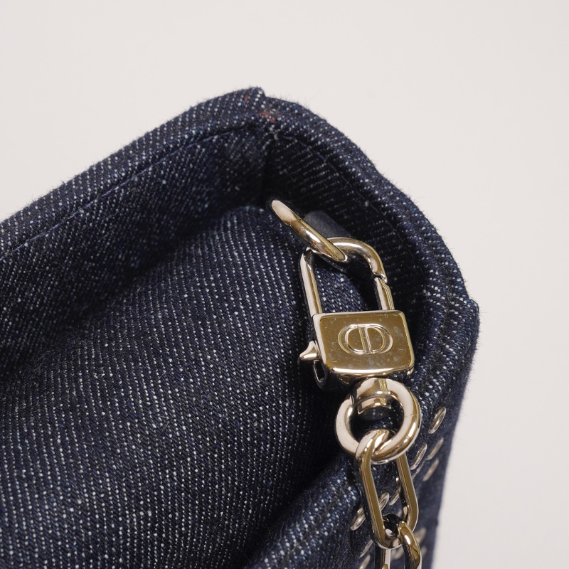 DIOR D-joy單寧單肩包 - 小號深藍牛仔-15