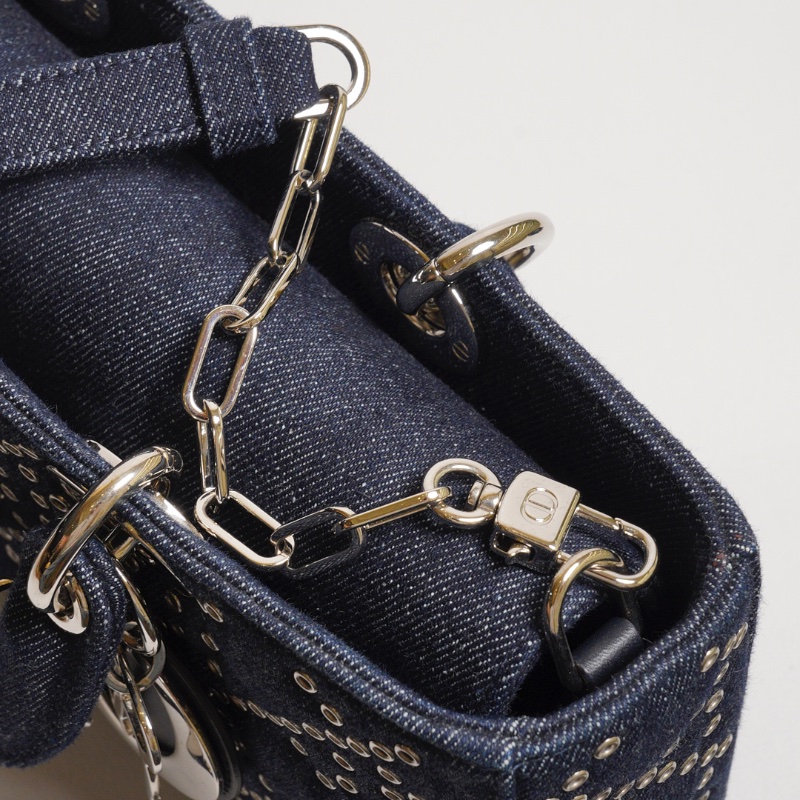 DIOR D-joy單寧單肩包 - 小號深藍牛仔-17