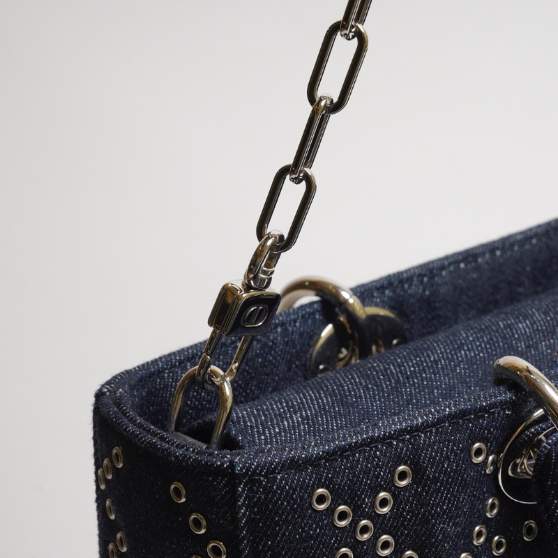 DIOR D-joy單寧單肩包 - 小號深藍牛仔-18