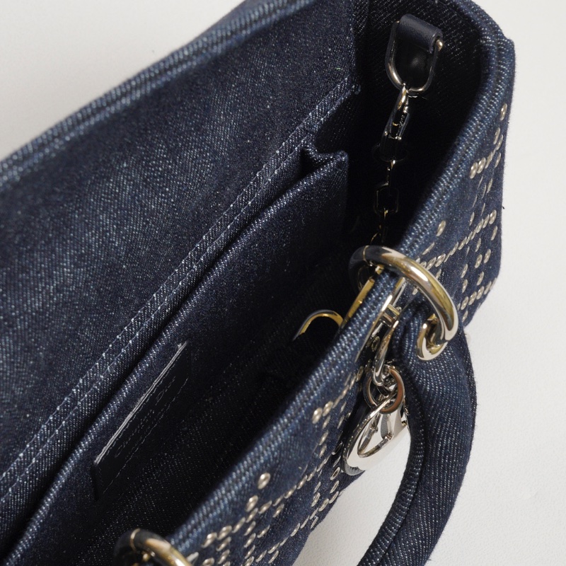 DIOR D-joy單寧單肩包 - 小號深藍牛仔-25