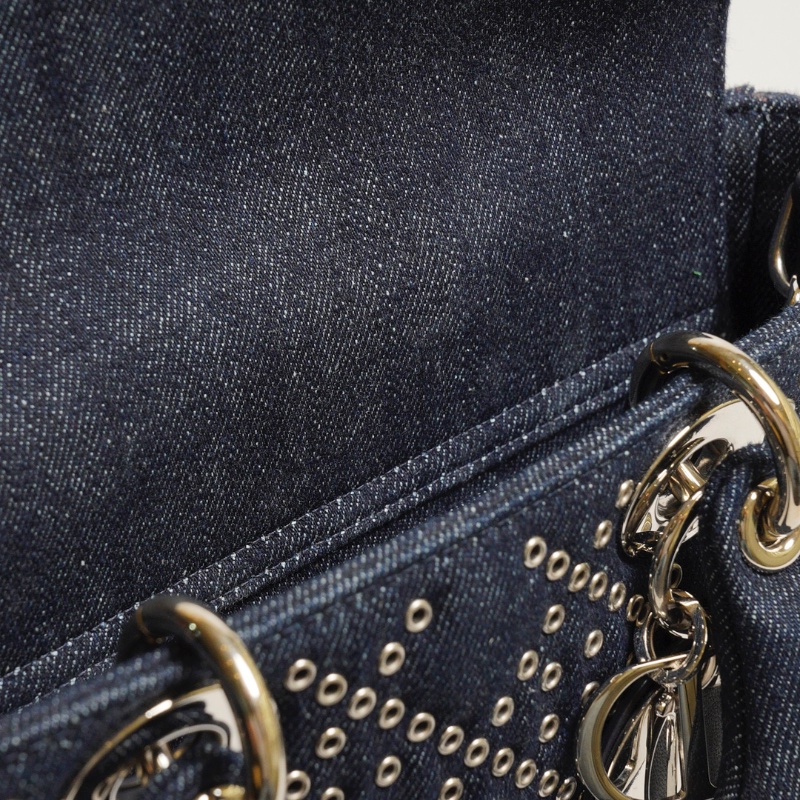 DIOR D-joy單寧單肩包 - 小號深藍牛仔-26