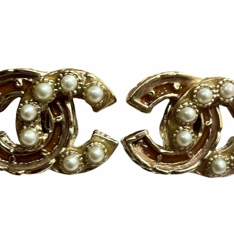 【美收精品】CHANEL 小珍珠雙C耳環 4-350