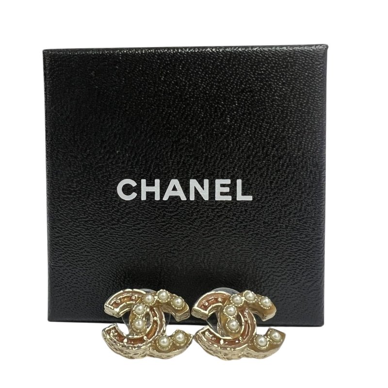 【美收精品】CHANEL 小珍珠雙C耳環 4-350-6