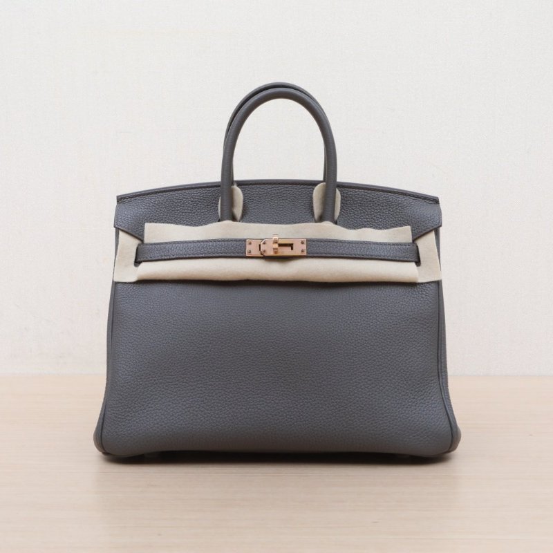 HERMES Birkin258F錫器灰Togo皮Z刻金扣肩背包-1