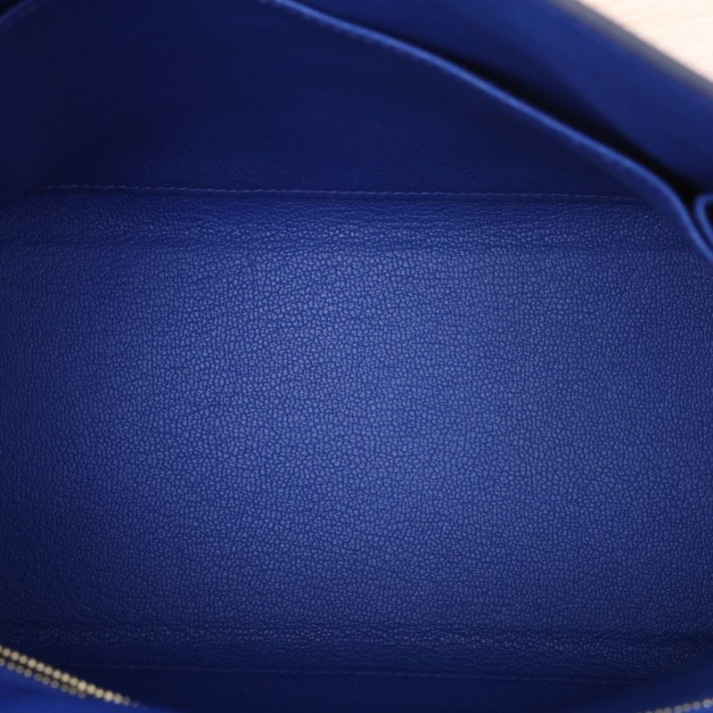 HERMES Kelly25O8皇室藍Togo皮U刻金扣肩背包-4