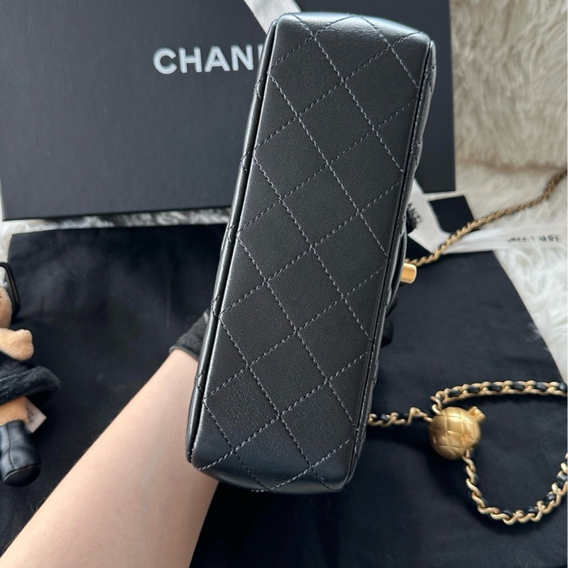 【配件:帶票大全套 💕】Chanel cf 大mini 黑金 黑色 金扣 金球m-5