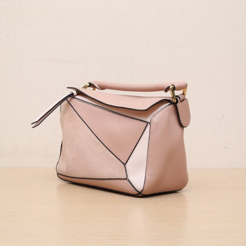 LOEWE Puzzle24幾何包小號拼色牛皮/麂皮牛皮肩背包-4