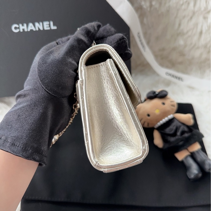 【 配件:小票 防塵袋 💕】Chanel 手柄Kelly 金色 淡金色 香檳金 金扣 牛皮 手提 單肩 斜挎-2