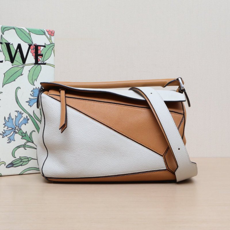 LOEWE Puzzle29幾何包中號拼色牛皮肩背包-0