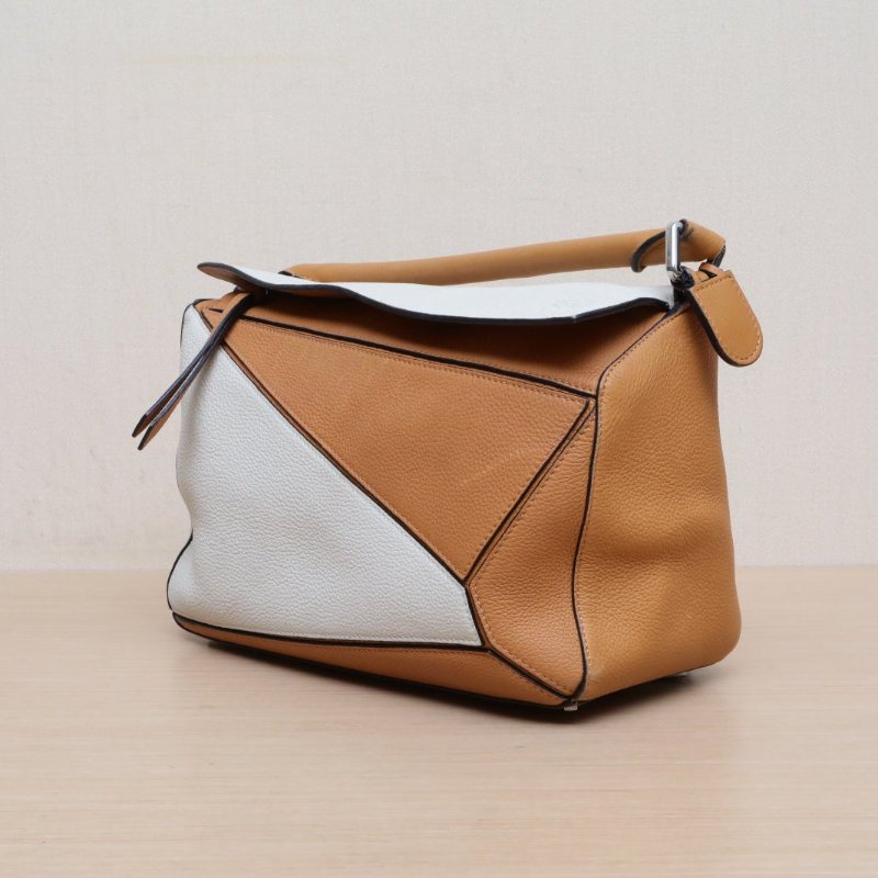 LOEWE Puzzle29幾何包中號拼色牛皮肩背包-4