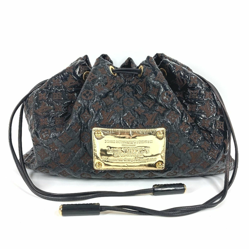 路易威登 M95259 Monogram Elvinyl 抽繩手提包 單肩包 皮革帆布 乙烯基 女士黑色-0