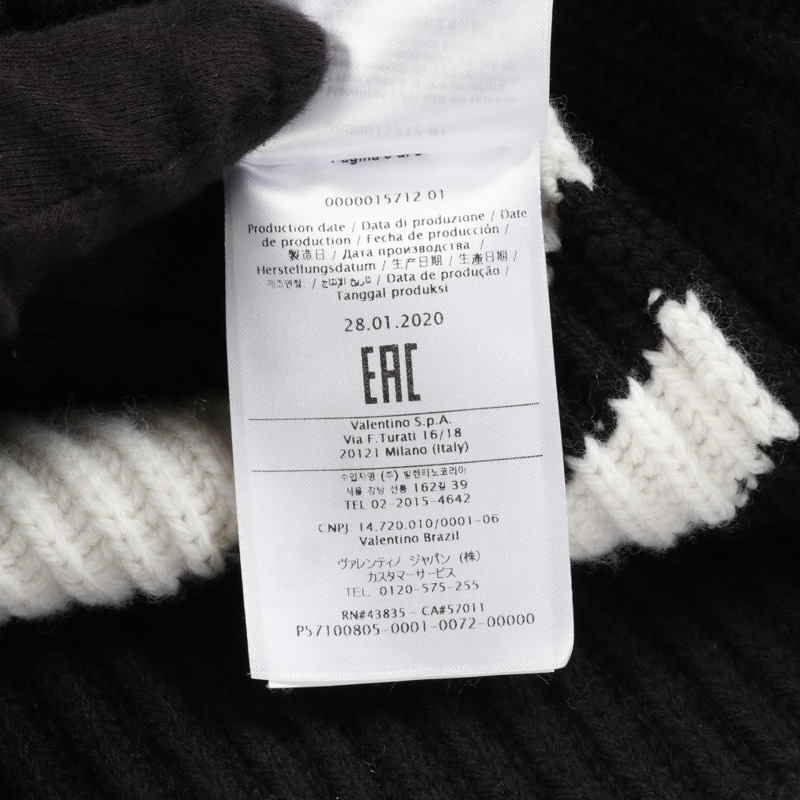 Valentino VLTN logo 披肩 UB3KSA055TK 羊毛 黑白 二手 女款-3