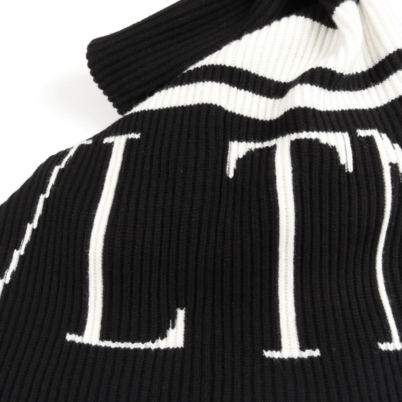 Valentino VLTN logo 披肩 UB3KSA055TK 羊毛 黑白 二手 女款-8
