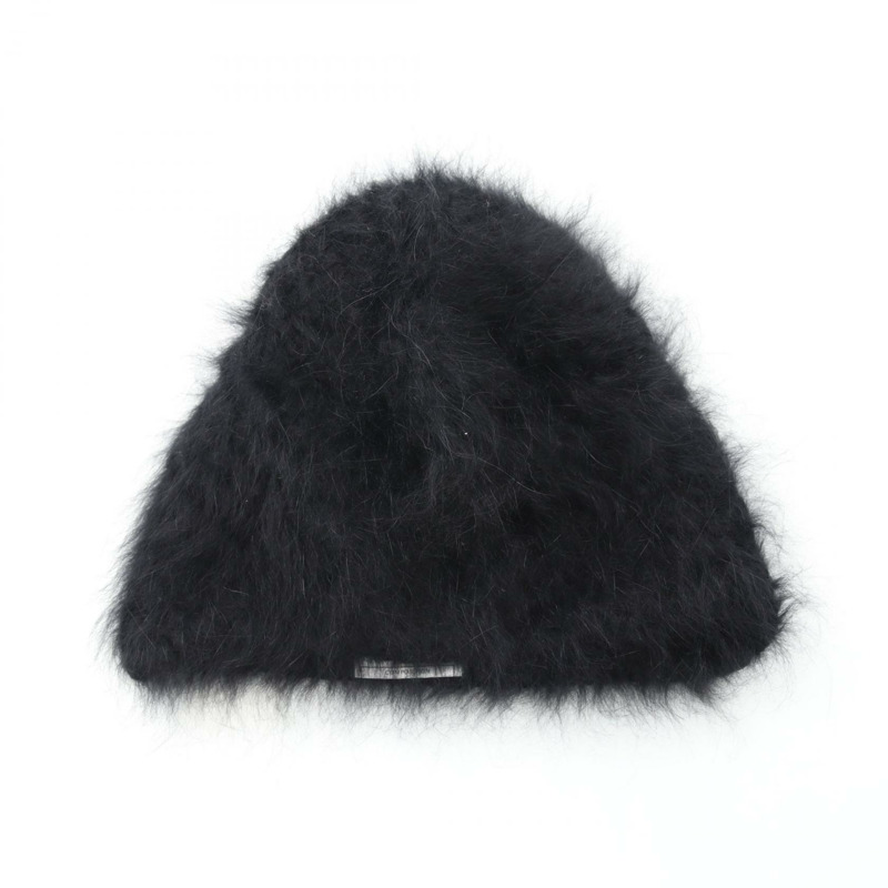 香奈兒 COCO 標誌針織帽 安哥拉黑色 二手 女款-0