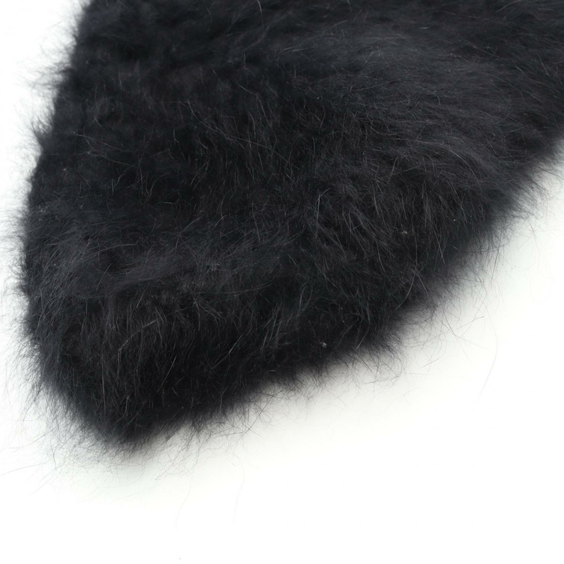 香奈兒 COCO 標誌針織帽 安哥拉黑色 二手 女款-7