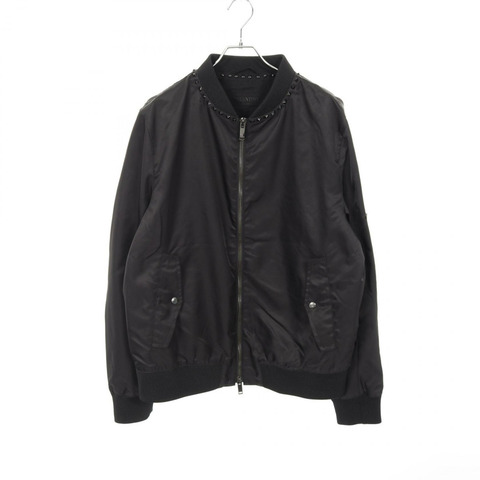 Valentino Rock 鉚釘短版夾克 2V3C11 702KP 尼龍黑 二手 男款